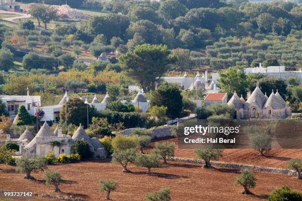 trulli houses in puglia - conical roof stock pictures, royalty-free photos & images