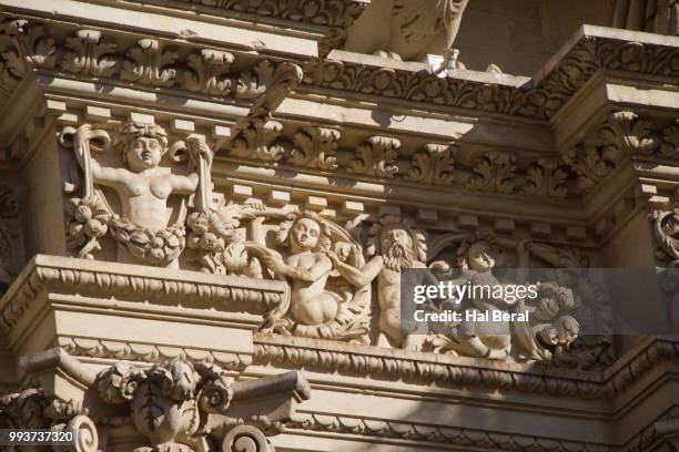 detail of the facade of basilica of santa croce - croce stock pictures, royalty-free photos & images