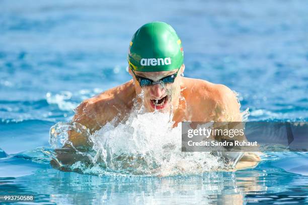 Giedrius Titenis of Lituania, 100m breaststroke, competes during the Open of France at l'Odyssee on July 8, 2018 in Chartres, France.