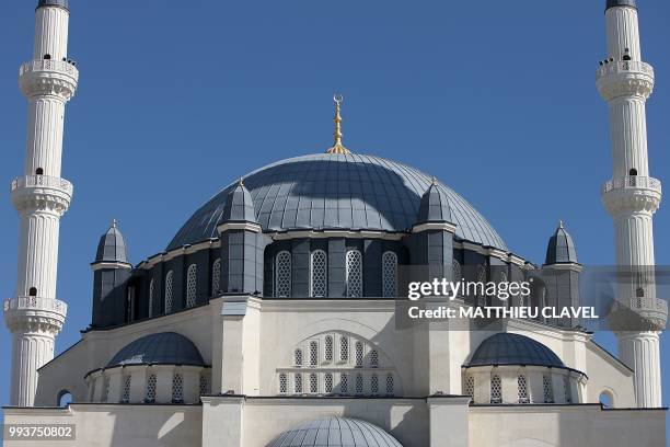 This picture shows the Hala sultan mosque in Haspolat , in the self-proclaimed Turkish Republic of Northern Cyprus , on July 5, 2018. - In the flat...