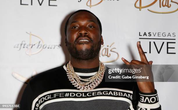 Meek Mill arrives for the debut of his residency at Drai's Beach Club - Nightclub at The Cromwell Las Vegas on July 8, 2018 in La Vegas, Nevada.