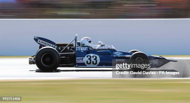 John Delane in the Tyrrell 001 in the Masters Historic race at Silverstone Circuit, Towcester.