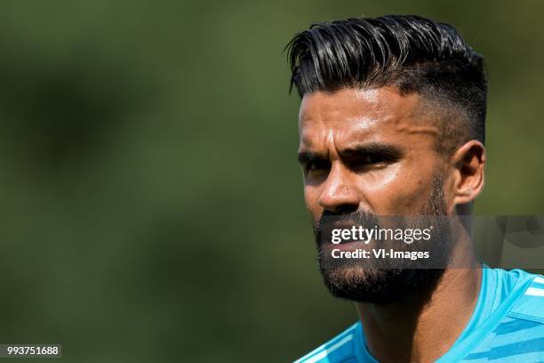 Goalkeeper Benjamin van Leer of Ajax during the friendly match between Ajax Amsterdam and FC Nordsjaelland on July 7, 2018 at Sportpark Putter Eng in...