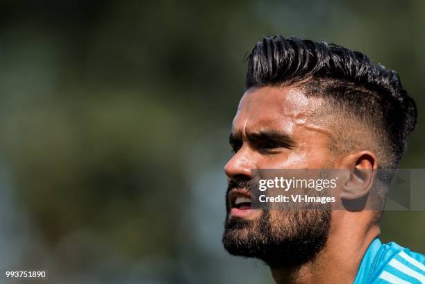 Goalkeeper Benjamin van Leer of Ajax during the friendly match between Ajax Amsterdam and FC Nordsjaelland on July 7, 2018 at Sportpark Putter Eng in...