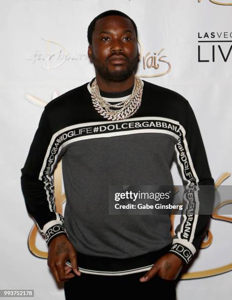 Meek Mill arrives for the debut of his residency at Drai's Beach Club - Nightclub at The Cromwell Las Vegas on July 8, 2018 in La Vegas, Nevada.