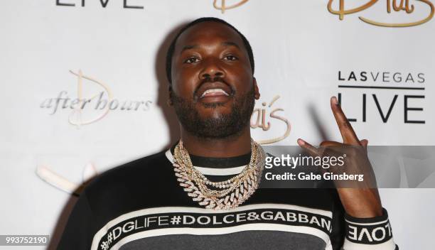 Meek Mill arrives for the debut of his residency at Drai's Beach Club - Nightclub at The Cromwell Las Vegas on July 8, 2018 in La Vegas, Nevada.