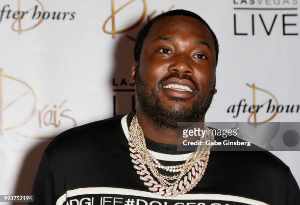 Meek Mill arrives for the debut of his residency at Drai's Beach Club - Nightclub at The Cromwell Las Vegas on July 8, 2018 in La Vegas, Nevada.
