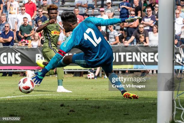 Godsway Donyoh of FC Nordsjælland, goalkeeper Benjamin van Leer of Ajax during the friendly match between Ajax Amsterdam and FC Nordsjaelland on July...