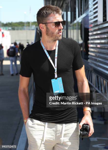 Michael Carrick arrives for the 2018 British Grand Prix at Silverstone Circuit, Towcester.