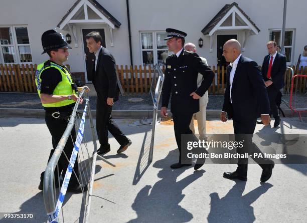 Home Secretary Sajid Javid meets police officers and residents at Muggleton Road in Amesbury, Wiltshire, where counter-terrorism officers are...