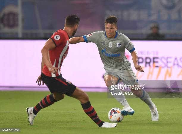 Yevhen Konoplyanka of Schalke drvies the ball during the 2018 Clubs Super Cup match between FC Schalke 04 and Southampton at Kunshan Sports Center...