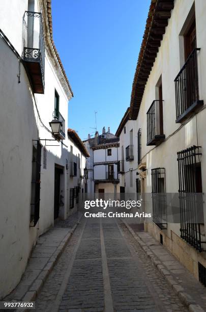 Houses in a street in Chinchon, Madrid, Spain.