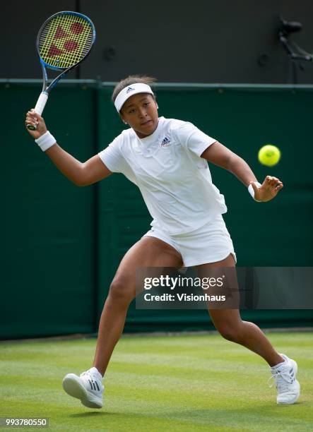 Naomi Osaka during her second round match against Katie Boulter on day four of the Wimbledon Lawn Tennis Championships at the All England Lawn Tennis...