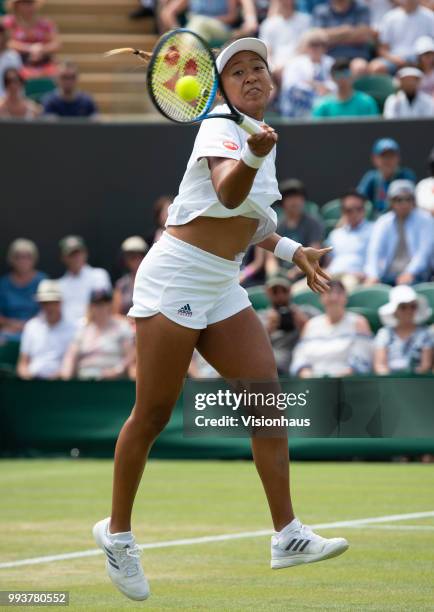 Naomi Osaka during her second round match against Katie Boulter on day four of the Wimbledon Lawn Tennis Championships at the All England Lawn Tennis...