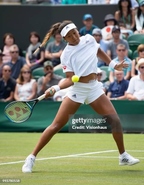 Naomi Osaka during her second round match against Katie Boulter on day four of the Wimbledon Lawn Tennis Championships at the All England Lawn Tennis...