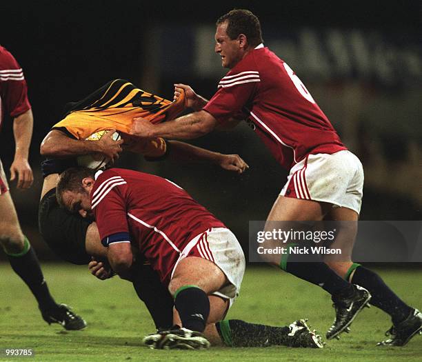 The British Lions tackle with vigour during their 116-10 win against Western Australia at the WACA ground, Perth, Australia. Mandatory Credit: Nick...