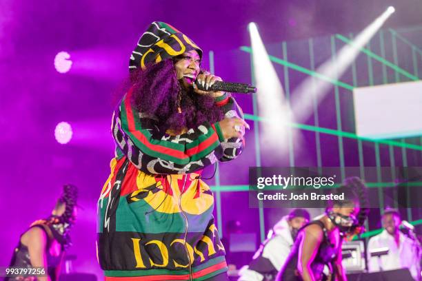 Missy Elliot performs during the 2018 Essence Festival at the Mercedes-Benz Superdome on July 7, 2018 in New Orleans, Louisiana.