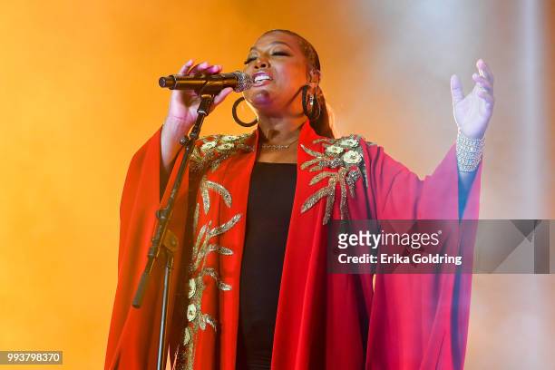 Queen Latifah performs at the 2018 Essence Music Festival at the Mercedes-Benz Superdome on July 7, 2018 in New Orleans, Louisiana.