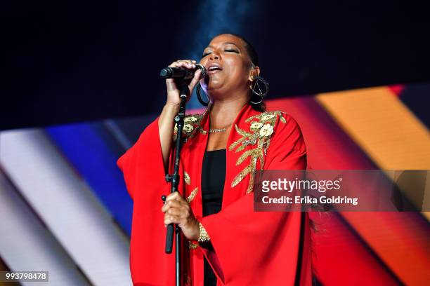 Queen Latifah performs at the 2018 Essence Music Festival at the Mercedes-Benz Superdome on July 7, 2018 in New Orleans, Louisiana.