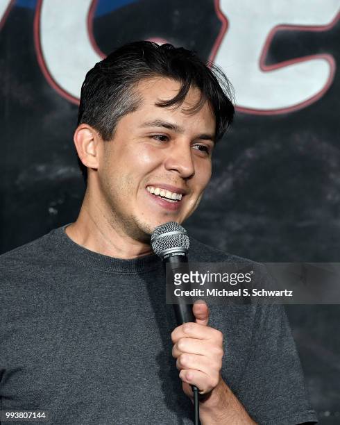 Comedian Nick Guerra performs during his appearance at The Ice House Comedy Club on July 7, 2018 in Pasadena, California.