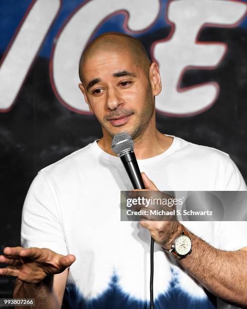 Comedian Dino Vigo performs during his appearance at The Ice House Comedy Club on July 7, 2018 in Pasadena, California.