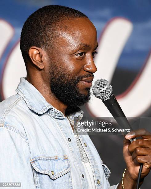 Comedian Byron Bowers performs during his appearance at The Ice House Comedy Club on July 7, 2018 in Pasadena, California.