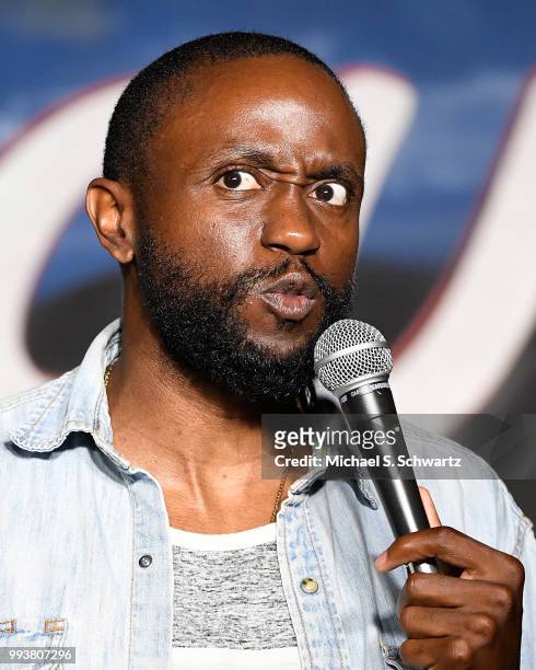 Comedian Byron Bowers performs during his appearance at The Ice House Comedy Club on July 7, 2018 in Pasadena, California.