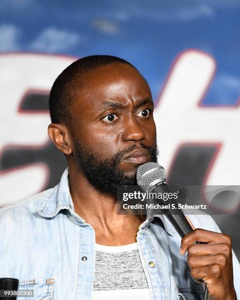 Comedian Byron Bowers performs during his appearance at The Ice House Comedy Club on July 7, 2018 in Pasadena, California.