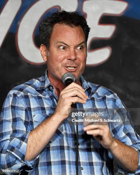 Comedian Dave Burleigh performs during his appearance at The Ice House Comedy Club on July 7, 2018 in Pasadena, California.