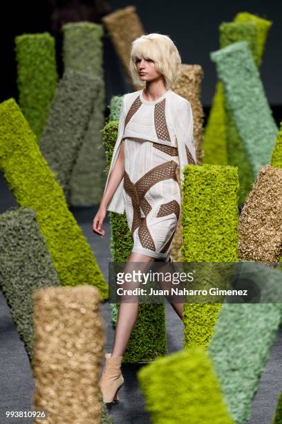 Model walks the runway at the Teresa Helbig show during the Mercedes-Benz Fashion Week Madrid Spring/Summer 2019 at IFEMA on July 8, 2018 in Madrid,...