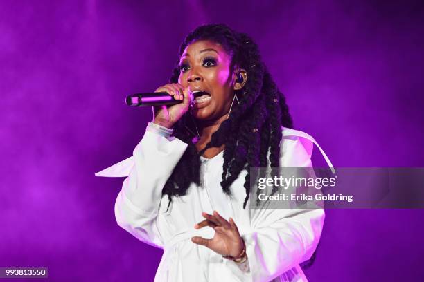 Brandy performs at the 2018 Essence Music Festival at the Mercedes-Benz Superdome on July 7, 2018 in New Orleans, Louisiana.