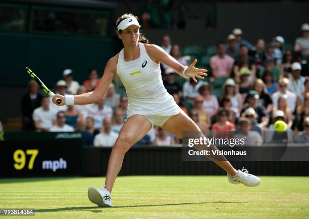 Johanna Konta during her second round match against Dominika Cibulkova on day four of the Wimbledon Lawn Tennis Championships at the All England Lawn...