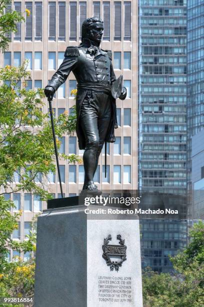 toronto canada: statue of lt. gen. john graves simcoe in queen's park - john machado stock pictures, royalty-free photos & images