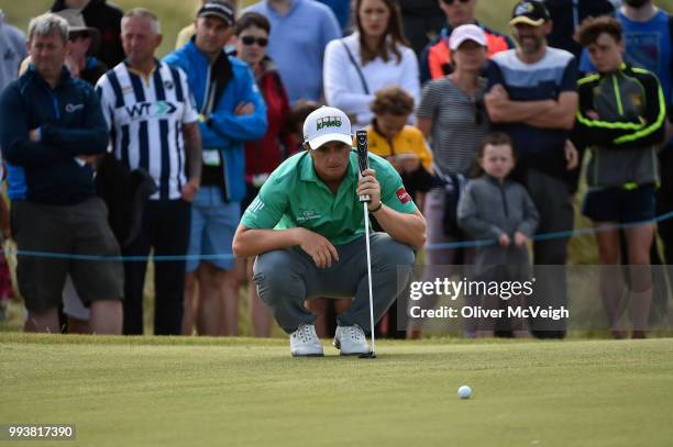 Donegal , Ireland - 8 July 2018; Paul Dunne of Ireland contemplates a putt on the 16th green during Day Four of the Dubai Duty Free Irish Open Golf...
