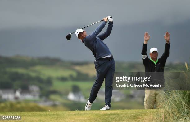 Donegal , Ireland - 8 July 2018; Rory McIlroy tees off from the 11th tee box during Day Four of the Dubai Duty Free Irish Open Golf Championship at...