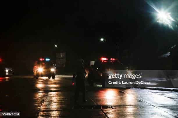 Ambulances bring boys to hospital in ChiangRai after helicopter landing on July 8, 2018 in Chiangrai, Thailand. Divers began an effort to pull the 12...