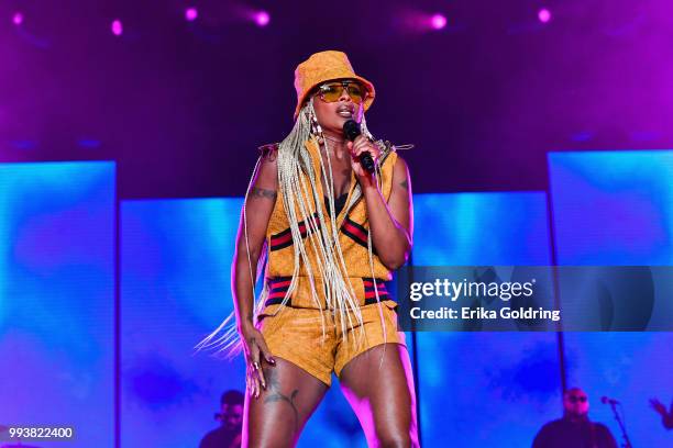 Mary J Blige performs at the 2018 Essence Music Festival at the Mercedes-Benz Superdome on July 7, 2018 in New Orleans, Louisiana.