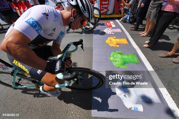 Start / Dylan Groenewegen of The Netherlands and Team LottoNL - Jumbo White Best Young Rider Jersey / Start Line / White Best Young Rider Jersey /...