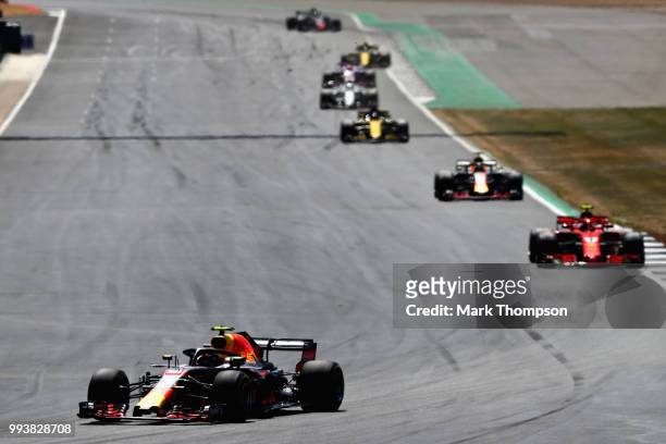 Max Verstappen of the Netherlands driving the Aston Martin Red Bull Racing RB14 TAG Heuer on track during the Formula One Grand Prix of Great Britain...