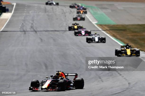 Daniel Ricciardo of Australia driving the Aston Martin Red Bull Racing RB14 TAG Heuer on track during the Formula One Grand Prix of Great Britain at...