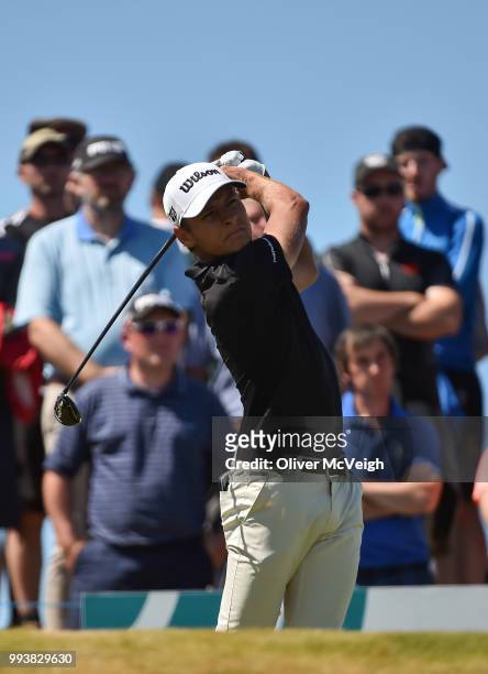 Donegal , Ireland - 8 July 2018; Joakim Lagergren of Sweden tees off from the 2nd tee box during Day Four of the Dubai Duty Free Irish Open Golf...
