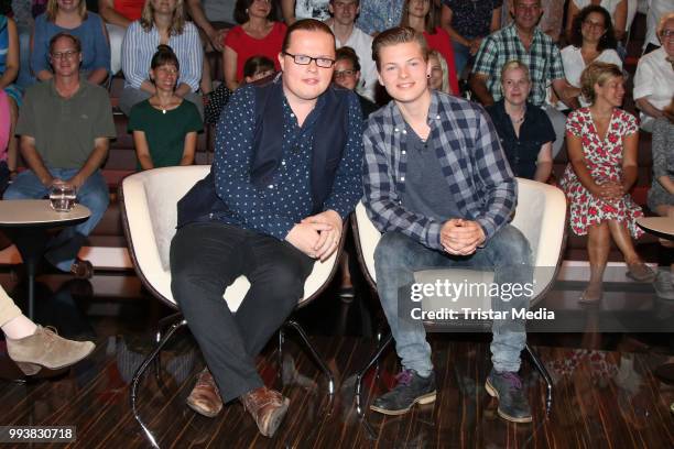 Musician Angelo Kelly and his son Gabriel Kelly during the 'Markus Lanz' TV Show on July 4, 2018 in Hamburg, Germany.