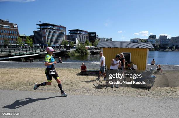 Kimberley Morrison of Britain competes in the run section of Ironman 70.3 Jonkoping on July 8, 2018 in Jonkoping, Sweden.