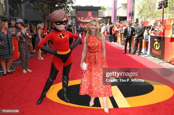 Holly Hunter attends the UK Premiere of Disney-Pixar's "Incredibles 2" at BFI Southbank on July 8, 2018 in London, England.