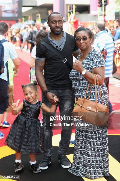 Darius Vassell and family attend the UK Premiere of Disney-Pixar's "Incredibles 2" at BFI Southbank on July 8, 2018 in London, England.