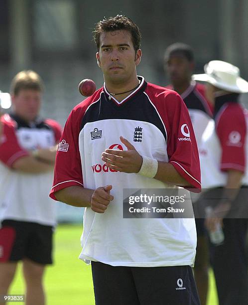 James Ormond of England looks on in the nets during the England nets session prior to the start of the 5th Ashes Test against Australia at the Oval,...