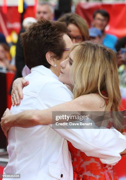 Billie Jean King and Holly Hunter attend the UK Premiere of "Incredibles 2" at THE BFI Southbank on July 8, 2018 in London, England.