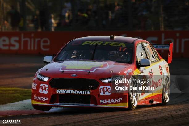 Scott McLaughlin drives the Shell V-Power Racing Team Ford Falcon FGX during race 18 of the Supercars Townsville 400 on July 8, 2018 in Townsville,...