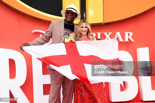 Samuel L. Jackson and Holly Hunter attend the 'Incredibles 2' UK Premiere at BFI Southbank on July 8, 2018 in London, England.