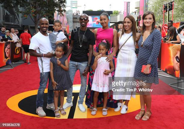 Mo Farah and family attend the UK Premiere of Disney-Pixar's "Incredibles 2" at BFI Southbank on July 8, 2018 in London, England.